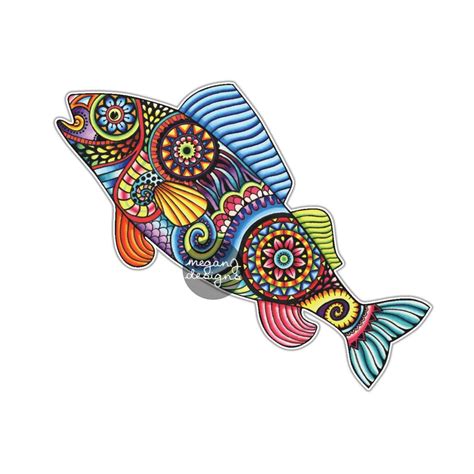 Fish Sticker Colorful Design Bumper Sticker Laptop Decal Car Decal Ocean Nautical Beach Animal ...