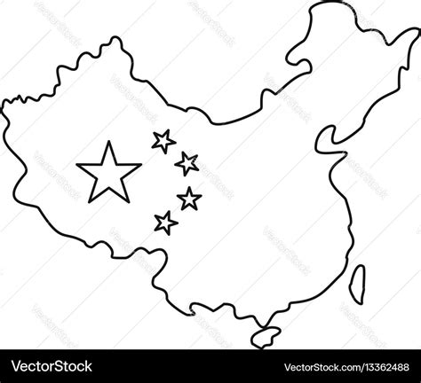 China Flag Outline Map