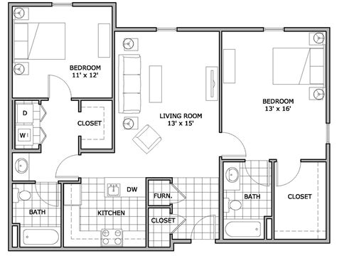 2 Bedroom Apartment Floor Plans With Dimensions | www ...