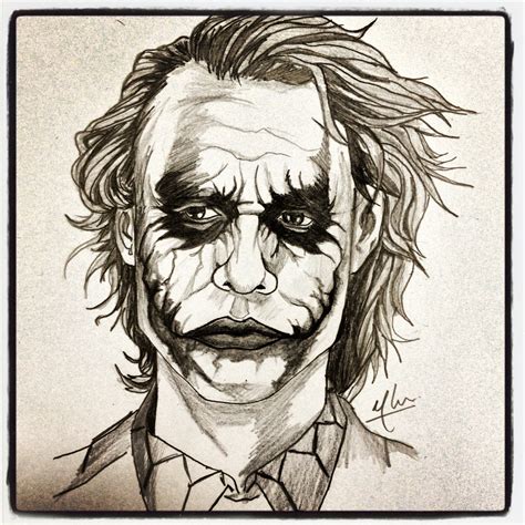 Simple Heath Ledger Joker Drawing