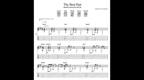 Daniel Caesar & H.E.R.: Best Part with tablature/sheet music for solo fingerstyle guitar - YouTube