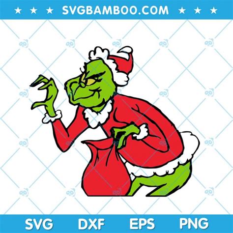 Funny Grinch Stealing Lights SVG, Christmas Grinch SVG