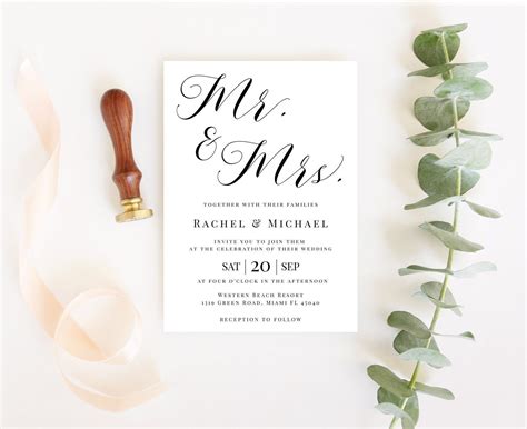 Mr & Mrs Wedding Invitations - jenniemarieweddings