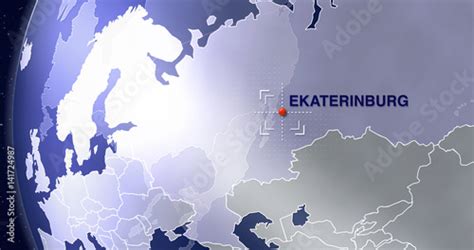 EKATERINBURG, Country Map, Russia City Location, illustrated, graphic, blue, more cities ...