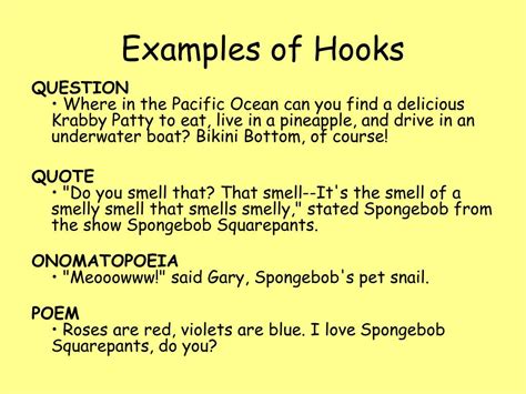 types of presentation hooks