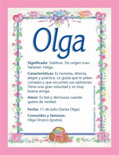 Olga, significado del nombre Olga, nombres | Significados de los nombres, Nombres de niñas ...