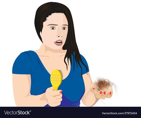 Woman suffering from hair loss Royalty Free Vector Image