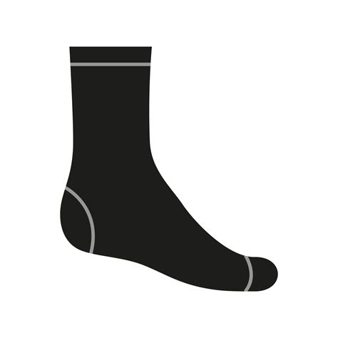 Sock for man, black silhouette template. Sport and regular sock. Mockup clothes side view ...