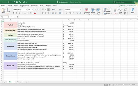 Individual Personal Finance Financial Tracker