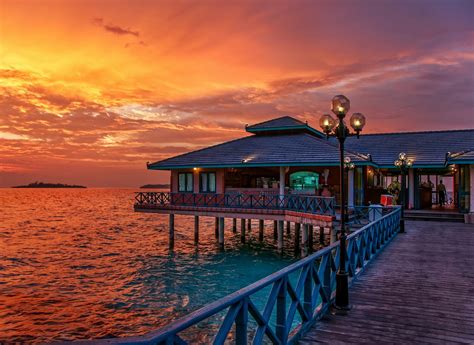 Cottage house, Maldives, restaurant, sunset, sea HD wallpaper ...