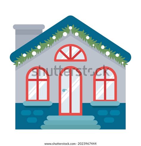 Blue House Cartoon Style Architectural Object Stock Vector (Royalty ...