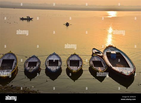 Boats, Ganges River, Varanasi, India Stock Photo - Alamy