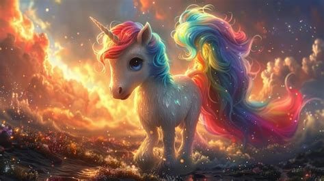 Premium Photo | Animated modern illustration cute rainbow pegasus ...