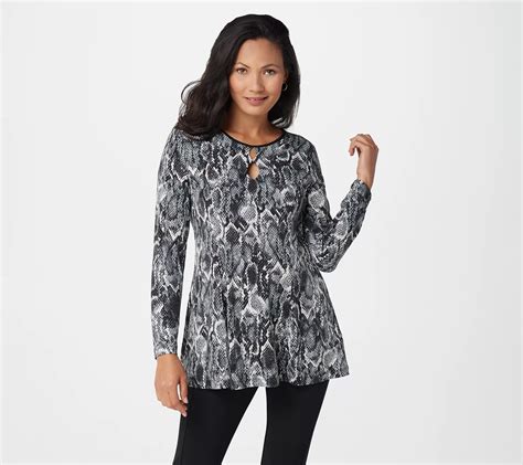 "As Is" Susan Graver Printed Liquid Knit Fit and Flare Tunic - QVC.com