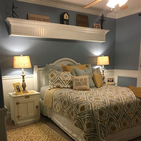 Blue and yellow bedroom. | Grey bedroom design, Yellow bedroom, Yellow bedroom inspiration