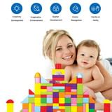 100 Pcs Building Blocks for Toddler Kids, Multi-Colore Wooden Building Blocks Set, Educational ...