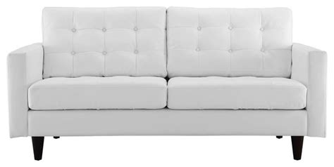 Modern Contemporary Loveseat, White Leather - Midcentury - Loveseats - by House Bound | Houzz