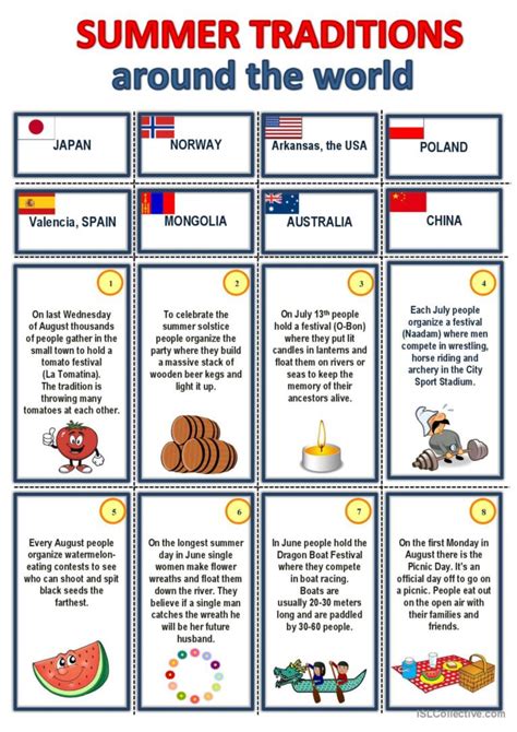 Summer traditions around the world w…: English ESL worksheets pdf & doc