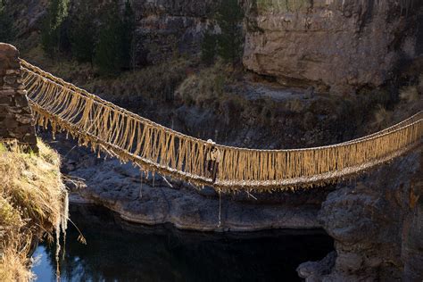 Photos of the Last Incan Suspension Bridge in Peru