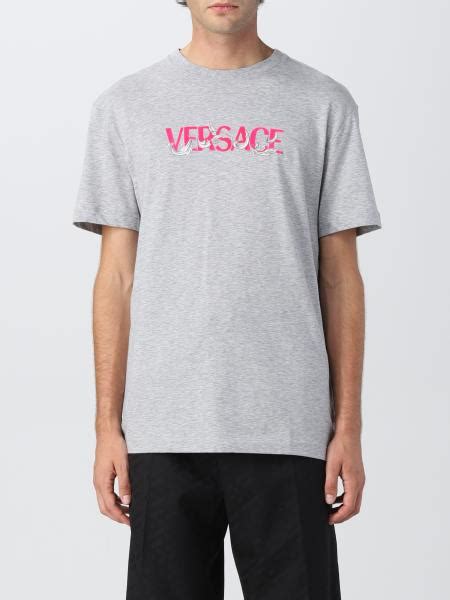 VERSACE: logo t-shirt - Grey | Versace t-shirt 10064351A04400 online on GIGLIO.COM