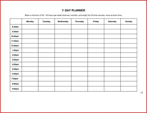 The Ultimate Guide To Fill In Blank 7 Day Printable Weekly Schedule ...