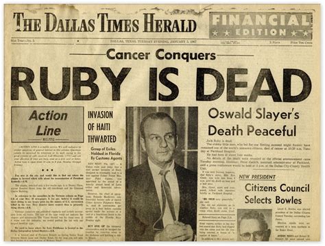 Lot Detail - ''Dallas Times Herald'' From 3 January 1967 -- Announcing Jack Ruby's Death -- 20pp ...