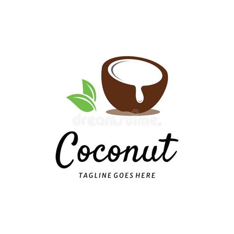 Natural Young Coconut Flat Design Logo Template Stock Vector ...