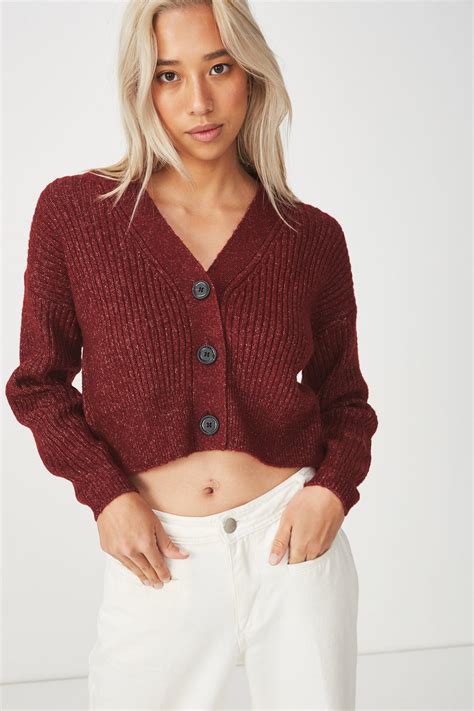 Luxe cropped cardigan - cabernet Cotton On Knitwear | Superbalist.com