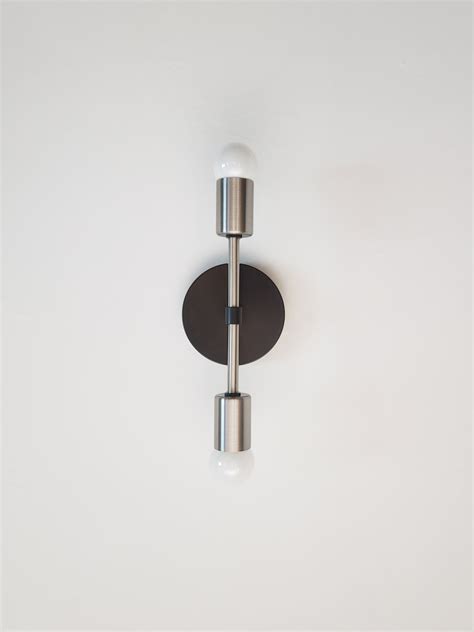 Modern Black & Brushed Nickel Light Linear Wall Sconce Silver Mid ...