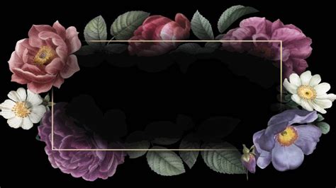 Floral Dream Powerpoint Templates - Black, Border & Frames, Flowers Backgrounds