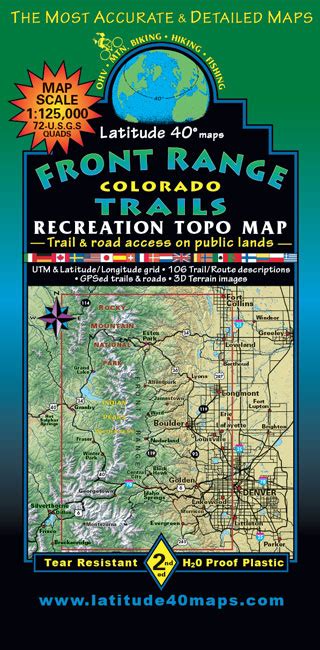 Front Range Trails | Colorado Recreation Topo Map | Latitude 40° maps