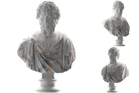 Free Elegant 3D render of Roman Emperor statue in white marble and gold ...