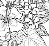 Tropical Flower Coloring Pages For Adults sketch template