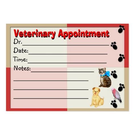 Veterinary Appointment reminder Card Large Business Cards (Pack Of 100) | Zazzle