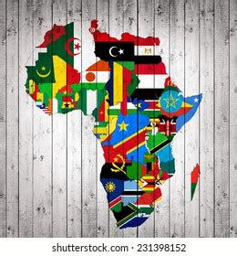 Africacontinent Flags Mapsand Wood Background Stock Illustration ...