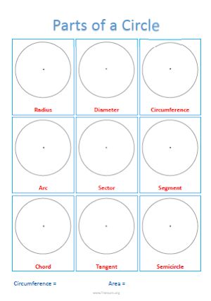 Parts of a Circle :: A Transum Worksheet