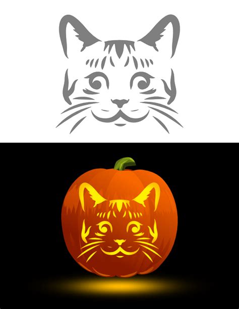 Printable Cat Face Pumpkin Stencil