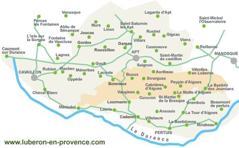 Villages dans le Luberon - Liste et carte