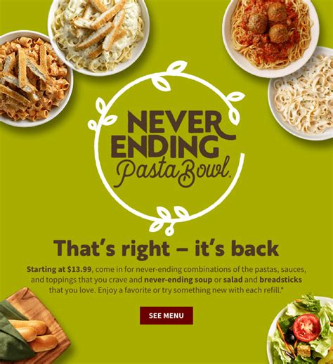 Olive Garden Never-ending Pasta Bowl Deal Returns - Kansas City on the Cheap