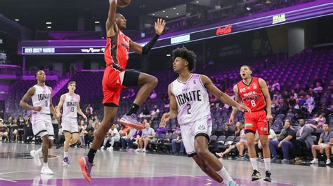 HENDERSON, NEVADA – SEPTEMBER 06: Alex Sarr #20 of the Perth Wildcats goes up for a dunk in ...