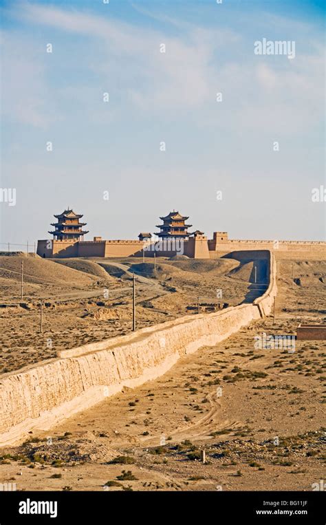 Jiayuguan or Jiayu Pass is the first pass at the west end of the Great Wall of China Stock Photo ...