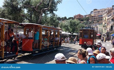 Historic Wooden Tram in Port De Soller, Mallorca, Spain. Editorial Stock Photo - Image of tram ...