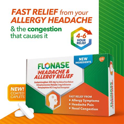 Buy Flonase Headache and Allergy Relief Caplets with Acetaminophen 650 mg, Chlorpheniramine ...