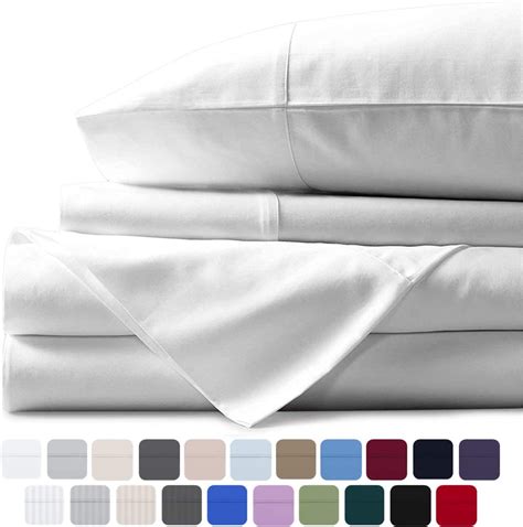 Mayfair Linen 100% Egyptian Cotton Sheets, White Queen Sheets Set, 800 Thread Count Long Staple ...