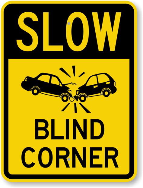 Slow Blind Corner Sign - Car Crash Sign | Fast Shipping, SKU: K-6674