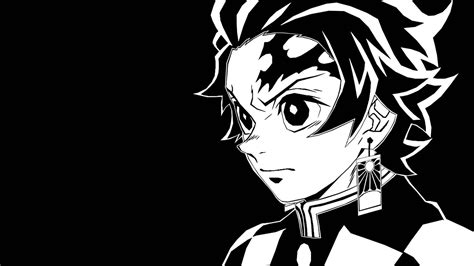 Download Anime Art Black And White Demon Slayer Tanjiro Wallpaper | Wallpapers.com