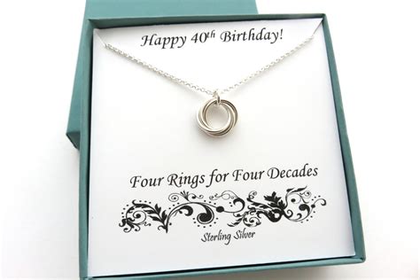 40th Birthday Gift for Women | Sterling Silver Birthday Necklace | 40t - MarciaHDesigns