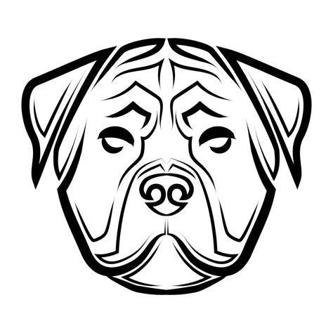 Black and white line art of rottweiler dog head. 2291153 Vector Art at ...