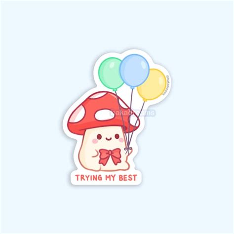 Kawaii Mushroom Vinyl Sticker Set Cute Mushroom With - Etsy