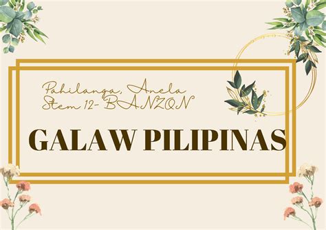 Galaw Pilipinas - hatfdiyfohucwxhch - GALAW PILIPINAS Pahilanga, Anela Stem 12- BANZON ...